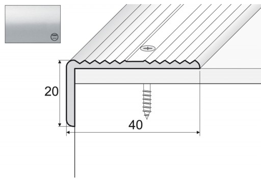 A33 Kątownik 20x40mm aluminiowy 90cm SREBRO