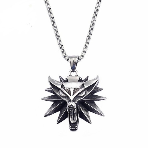 MEDALION WIEDŹMIN WILK WITCHER SZKOŁA WISIOREK WOLF STAL SZLACHETNA AMULET