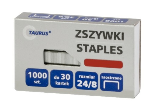 Zszywki 24/8 1000 sztuk Zszywają do 30 kart