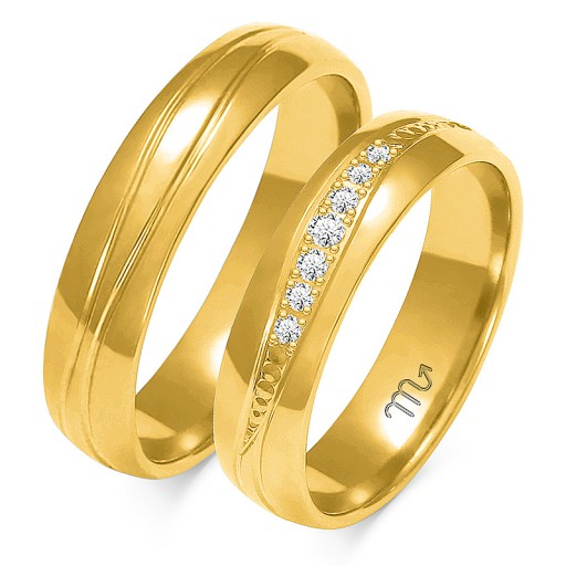 OBRĄCZKI ZŁOTE 14K 5 mm BRYLANT id A-131