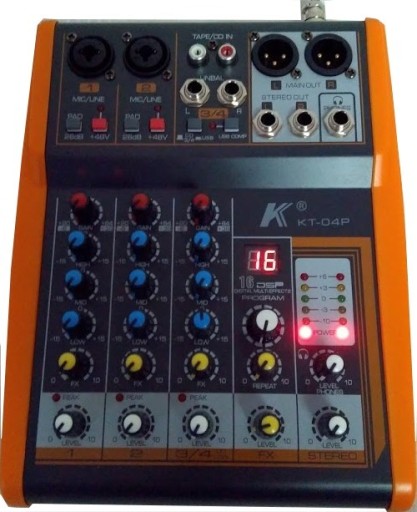 Mikser mixer na 2 mikrofony i 2 instrum. USB Efekt