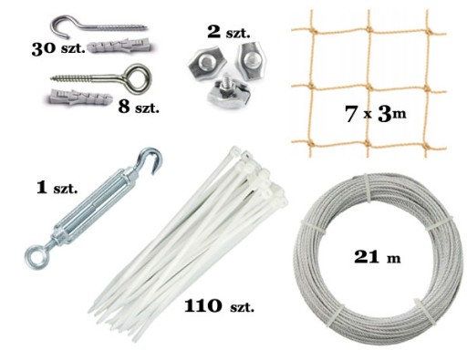 ZESTAW SIATKA PRZECIW PTAKOM BALKON 7X3M PIASKOWA