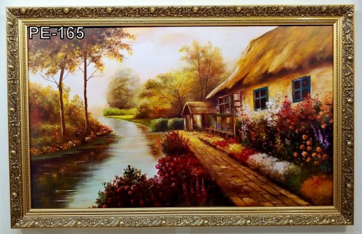 PEJZAŻ 110X70 CM OBRAZ W ZŁOTEJ RAMIE