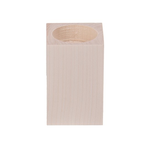 ŚWIECZNIK drewniany KWADRAT 8cm DECOUPAGE tealight