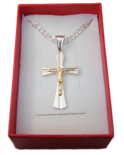 Elegancki Łańcuszek Srebrny 45cm Chrzest Krzyżyk