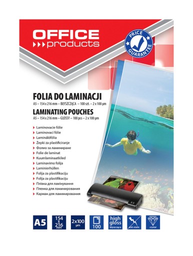 FOLIA DO LAMINOWANIA A5 2x100mikr transpar. 100szt