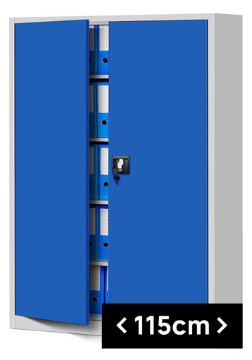 Szafa biurowa szeroka na akta RODO JAN NOWAK JAN II szaro-niebieska