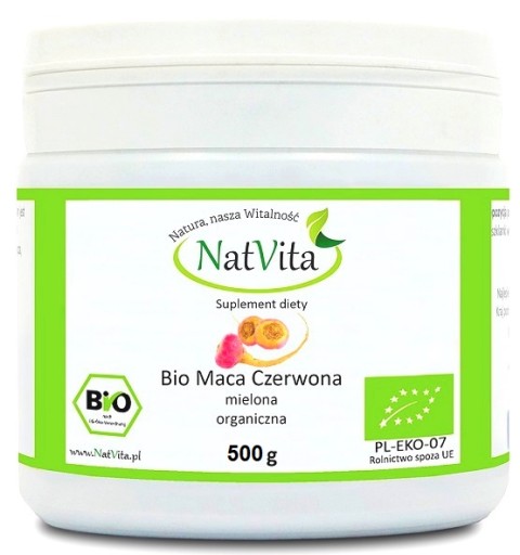 NatVita Bio Maca Czerwona 500g Organiczna RAW