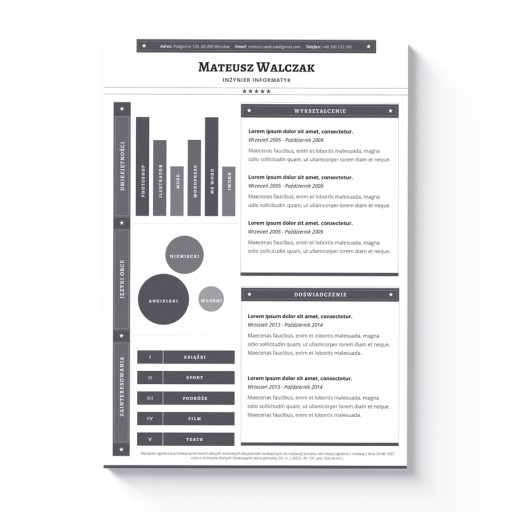 GEOMETRYCZNY SZARY SZABLON CV DO EDYCJI MS WORD