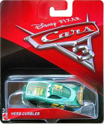 Herb Curbler #54 Auta 3 Mattel Cars Faux Wheel