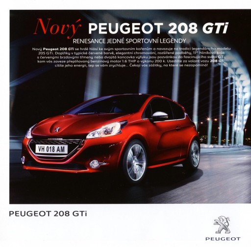 Peugeot 208 GTi prospekt model 2014 przedpremiera