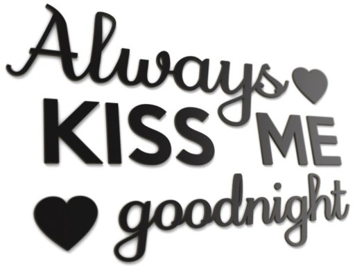 Drewniany Napis na ścianę Always Kiss Me Goodnight