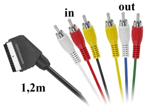 KABEL EURO SCART - 6RCA CINCH 1.2 M IN oraz OUT