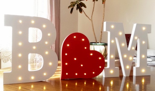 ŚWIECĄCE LITERY 30CM 3D drewniane LED inicjały