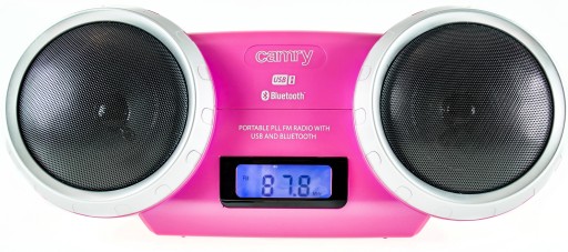 GŁOŚNIK BLUETOOTH CYFROWE RADIO FM USB AUX WYŚWIETLACZ LCD 5W RÓŻOWY