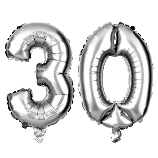 BALONY FOLIOWE na 30-ste Urodziny 100CM srebrne