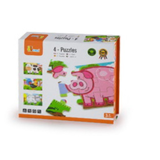 Puzzle drewniane zwierzęta w zagrodzie układanka