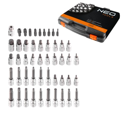 НАБОР ТОРЦЕВЫХ ГОЛОВОК TORX HEX 49 ШТ. NEO 08-713