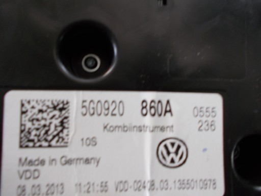 VW GOLF VII 1.6 2.0 TDI dials dials 5G0920860A EUROPA