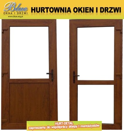 Drzwi pcv sklepowe zewnętrzne złoty dąb 1100x2100