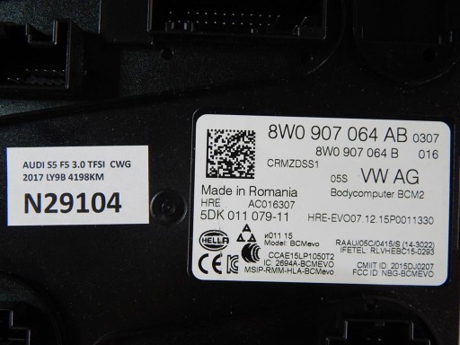 AUDI S5 comfort control unit BCM 8W0907064AB