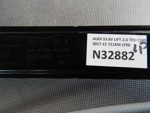 AUDI S3 8V mechanism windows left 3D 8V3837461A