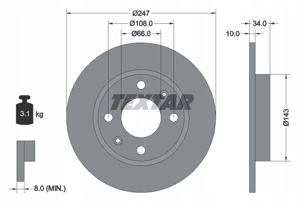 DISQUES SABOTS DE FREIN TEXTAR AVANT CITROEN ZX 247MM photo 2 - milautoparts-fr.ukrlive.com