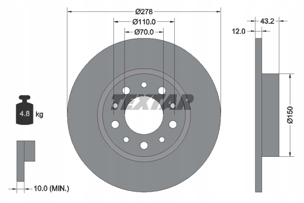 DISQUES SABOTS DE FREIN TEXTAR ARRIÈRE - ALFA ROMEO 159 278MM photo 2 - milautoparts-fr.ukrlive.com