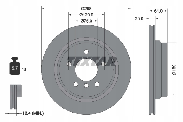 2× TEXTAR 92075103 DISQUE DE FREIN + SABOTS DE FREIN DE FREIN TEXTAR 2169103 photo 2 - milautoparts-fr.ukrlive.com