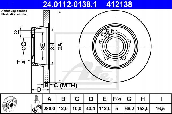 DISQUES ATE ARRIÈRE - VW TRANSPORTER IV 280MM photo 2 - milautoparts-fr.ukrlive.com