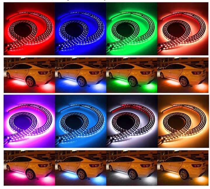 ÉCLAIRAGE CHÂSSIS SOUS VOITURE LED RGB NEON 2X90 2X120 APP BLUETOOTH