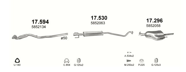 POLMOSTROW SILENCIEUX OPEL ASTRA G 1.6-2.0 98- ARRIÈRE