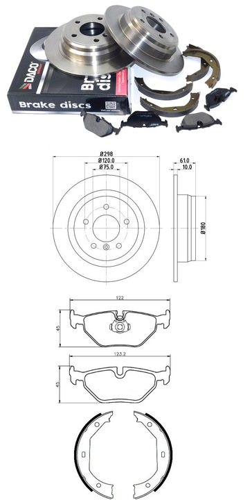 DISCS PADS BRAKE SHOES REAR BMW 5 E39 298MM X 10MM PELNA photo 2 - milautoparts-fr.ukrlive.com