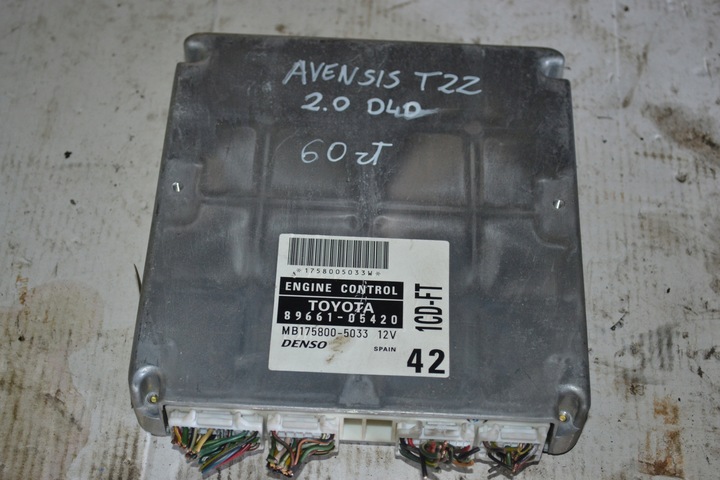 CONTROL UNIT COMPUTER ENGINE TOYOTA AVENSIS T22 2.0 D4D 89661-05420 photo 1 - milautoparts-fr.ukrlive.com