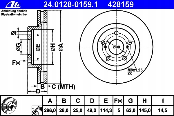 ATE DISCS FRONT TOYOTA RAV 4 III IV AURIS E18 photo 2 - milautoparts-fr.ukrlive.com