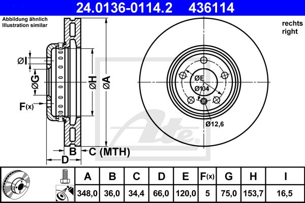 ATE DISCS FRONT BMW 6 F12 F13 348X36MM photo 3 - milautoparts-fr.ukrlive.com