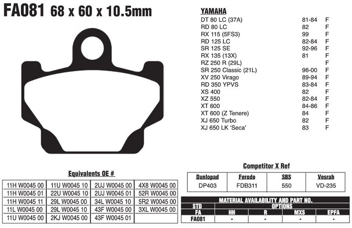 CARBONE LORRAINE SABOTS DE FREIN DE FREIN SERRURE EBC FA081 photo 10 - milautoparts-fr.ukrlive.com