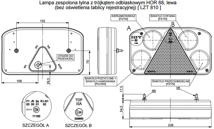 фото №4, Лампа задняя левая з треугольником отражателем lzt 810