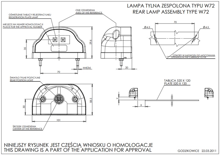 фото №3, Лампа освещение номерного знака регистрационный waś w72