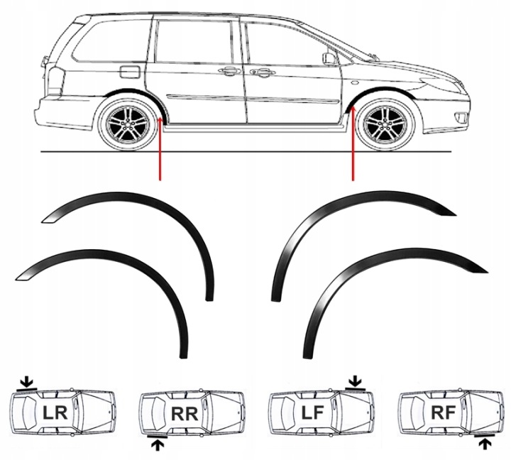 фото №8, Mitsubishi outlander накладки молдинг x4 подкрылки перед зад крыло год 06-13