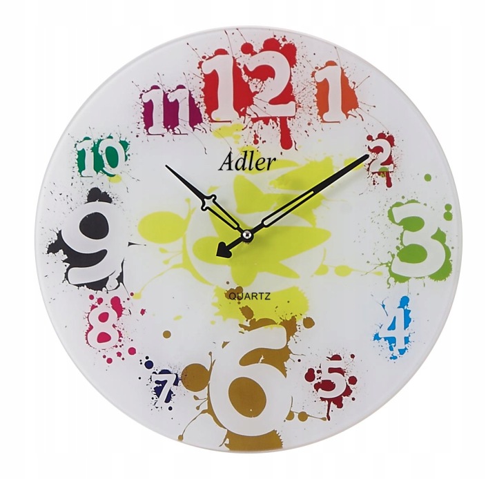 Moderní skleněné nástěnné hodiny Adler