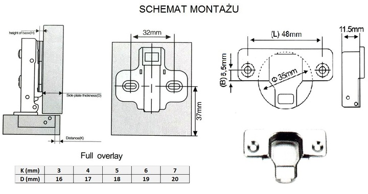 Петля мебельная схема