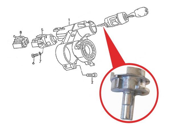 фото №5, Do vw caddy ii passat b3 b4 замок зажигания ключ вал