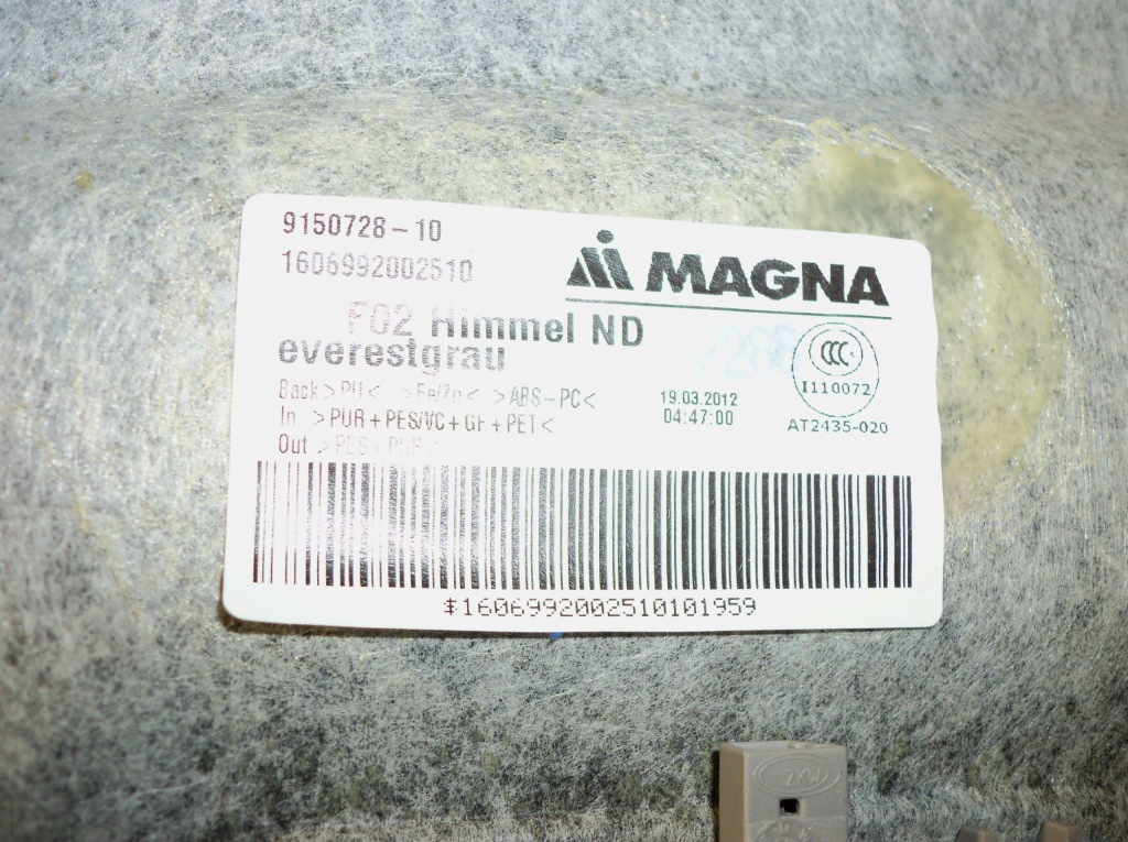 Bmw 7 f02 потолок серая everestgrau Оригинал