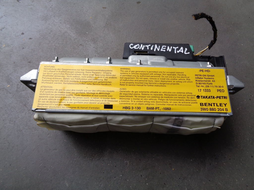 фото №1, Подушка пасажира bentley continental flying spur